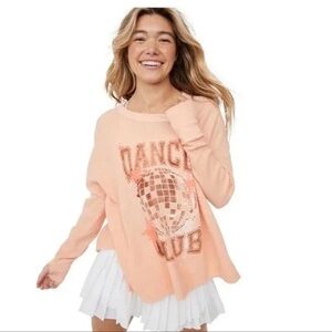 OFFLINE by Aerie Orange Dance‎ Club Waffle Knit Long Sleeve Top Sz L